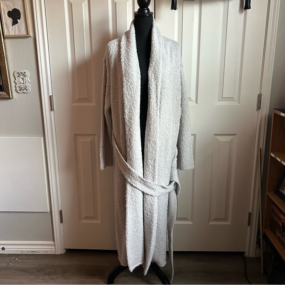 SER.O.YA Seroya Reed Boucle Cardigan
Knit Sweater Long Maxi Tie Wrap Grey Small